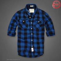 heren abercrombie fitch plaid lang overhemd blauw zwart On Sale Goedkoop ek3j5166